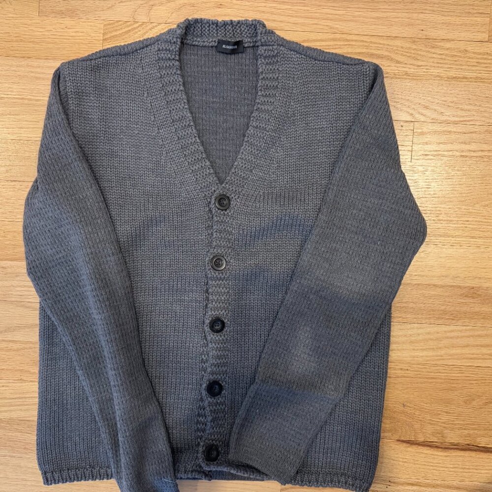 Jil Sander Mens Knit Wool Cardigan Grey Size 50 (runs small) Made in Italy - Picture 7 of 7